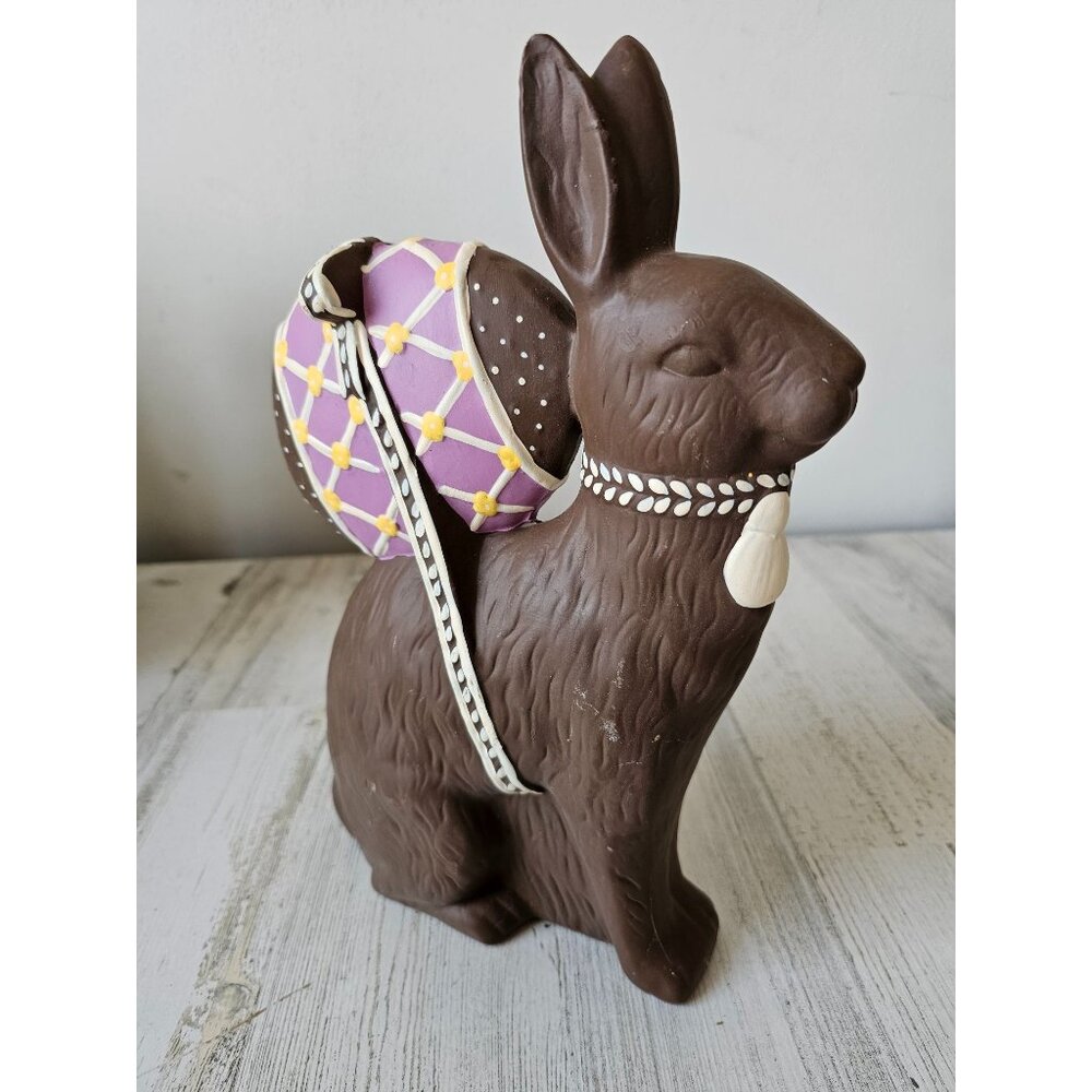 Ceramic faux chocolate bunny‎ egg Easter rabbit decor